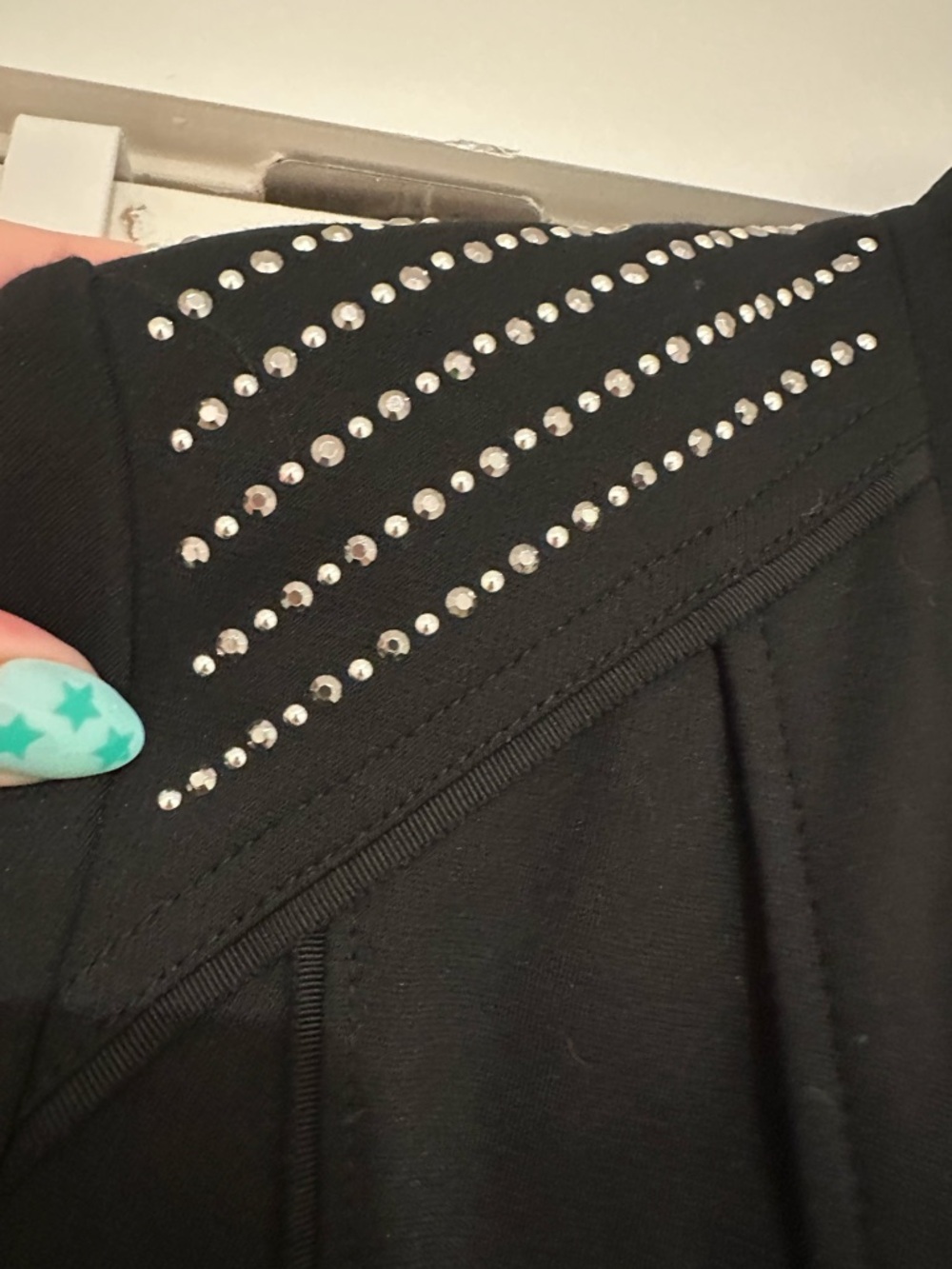 White House Black Market Black Open-Front Blazer with Stud Detailing - Picture 2 of 7